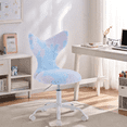 thumbnail image 1 of Guyou Mermaid Swivel Chair for Kids Ages 5-12 - Adjustable Height Children's Chair with Faux Fishtail Back & Rollers - Study/Dressing Desks Chairs for Bedroom, Coral Blue, 1 of 7