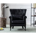 thumbnail image 1 of Guyou Mid Century Accent Chair Modern Button Tufted Armchair Wingback Club Chair Velvet Single Sofa Lounge Chair with Pillow for Living Room Bedroom, Black, 1 of 12