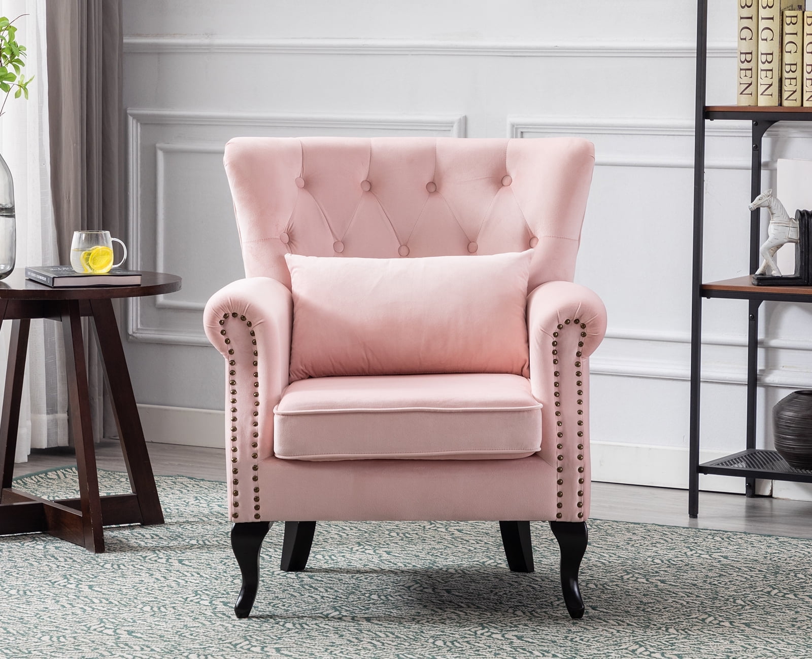 Guyou Mid Century Accent Chair, Modern Velvet Recliner