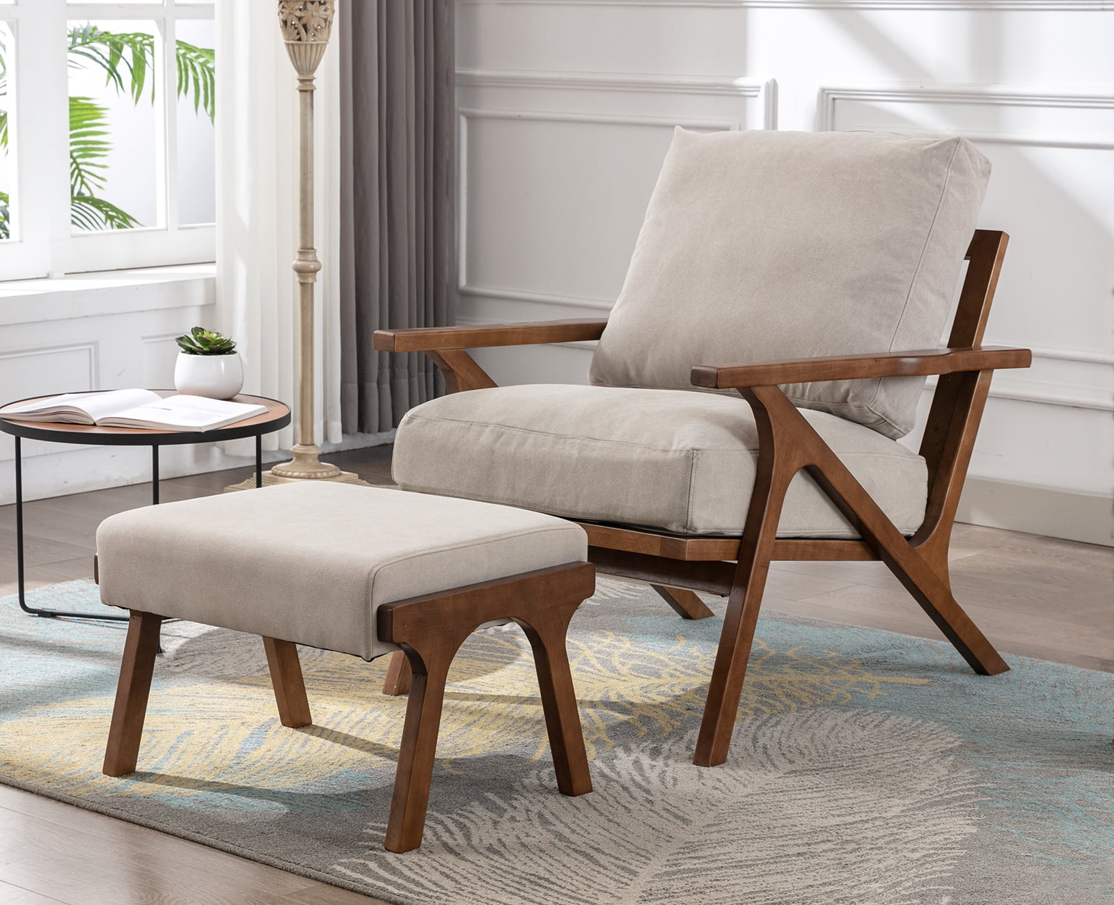 Guyou Mid Century Accent Chair & Ottoman, 32