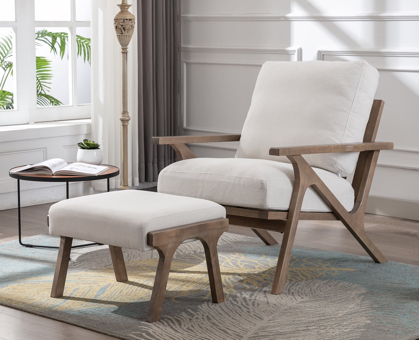 Mid century modern accent chair with ottoman discount