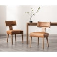 thumbnail image 1 of Guyou Mid Century Modern Dining Chairs Set of 2, Farmhouse PU Upholstered Metal Nailhead Trim Kitchen Chairs with Curved Backrest and Hardwood Legs, Brown, 1 of 7