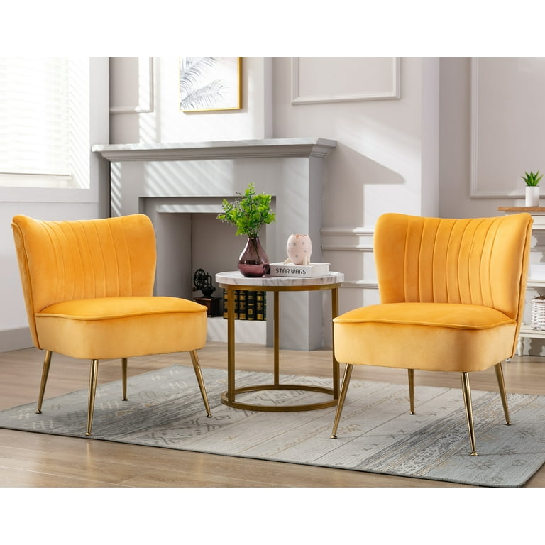 Yellow velvet cocktail chair hot sale
