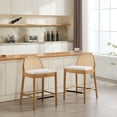 thumbnail image 1 of Guyou Modern Bar Stools Set of 2, 26" Counter Height Bar Stools with Natural Rattan Back and Solid Wood Frame, Sherpa Upholstered Kitchen Island Chairs for Bar Island Cafe Kitchen, White, 1 of 15