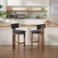 thumbnail image 1 of Guyou Modern Bar Stools Set of 2, 30 Inch Counter Height Bar Stools with Curved Backrest, Linen Upholstered Counter Stools, Wooden Kitchen Island Chairs for Kitchen Bar Cafe, Charcoal, 1 of 10