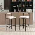 thumbnail image 1 of Guyou Modern Bar Stools Set of 2, 30 Inch Tall Barstools with Low Backrest, Industrial Linen Island Stools with Metal Legs, Counter Stools for Kitchen Island Bar Bars, Beige, 1 of 11