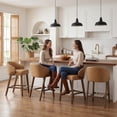 thumbnail image 1 of Guyou Modern Bar Stools Set of 4, 26" Counter Height Bar Stools with Footrests, PU Upholstered Kitchen Island Chairs for Dining Rooms, Kitchens, and Bars, Brown, 1 of 8