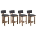 thumbnail image 1 of Guyou Modern Bar Stools Set of 4, 26 Inch Counter Height Bar Stools with Curved Backrest, Linen Upholstered Counter Stools, Wooden Kitchen Island Chairs for Kitchen Bar Cafe, Charcoal, 1 of 11