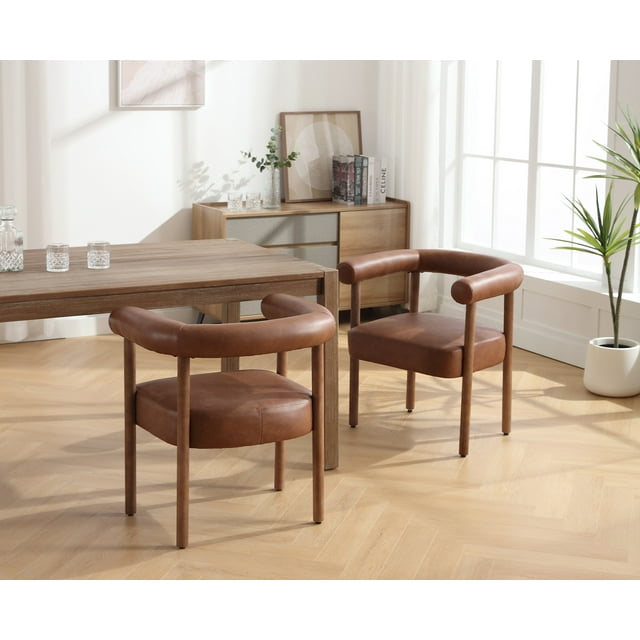 Guyou Modern Barrel Dining Chairs Set of 2, Mid-Century Farmhouse