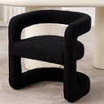 thumbnail image 1 of Guyou Modern Barrel Dining Chairs (Set of One), Faux Fur Upholstered Kitchen Chair Armchair with Open Back and Upholstery, Comfy Accent Makeup Vanity Chair for Living Room Bedroom Kitchen, Black, 1 of 10