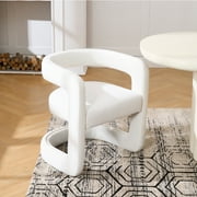 Guyou Modern Barrel Dining Chairs Set of One, Velvet Upholstered Kitchen Chair Armchair with Open Back and Upholstery, Comfy Accent Makeup Vanity Chair for Living Room Bedroom Kitchen, White