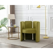 Guyou Modern Barrel Side Chair, Cute Upholstered Velvet Accent Chair with Back for Living Room Bedroom Childrens Room Reception Room, Olive