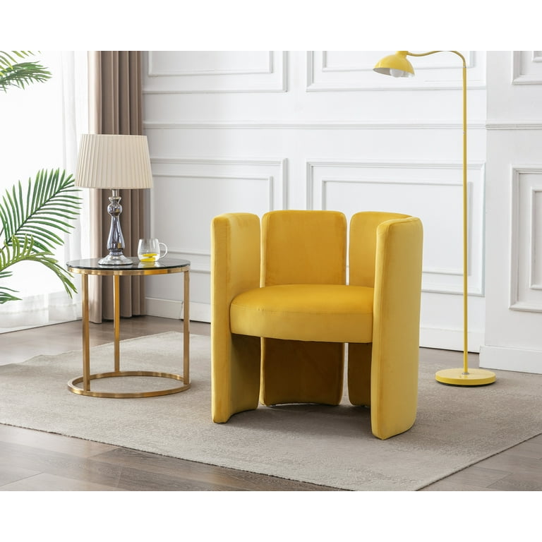 Accent Yellow Velvet Stool Inspired Creative Velvet Chair Modern