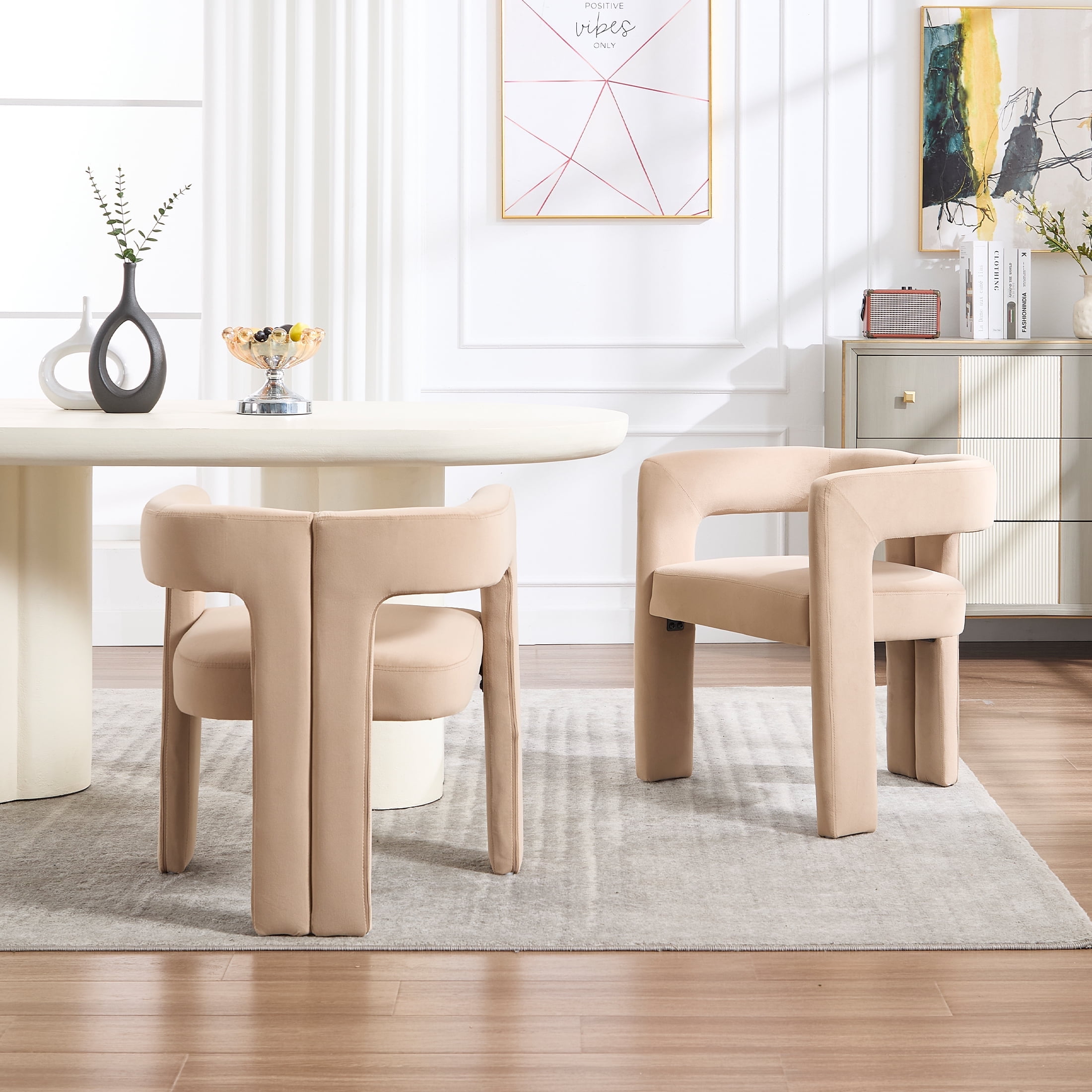 Guyou Modern Boucle Dining Chair Set of 2, Velvet Upholstered