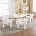 thumbnail image 1 of Guyou Modern Boucle Dining Chair Set of 4, Linen Upholstered Barrel Chair, Comfy Armchair with Open Backrest, Vanity Side Chair Accent Chair for Living Room Bedroom Dining Room, Beige, 1 of 10