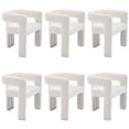 thumbnail image 1 of Guyou Modern Boucle Dining Chair Set of 6, Linen Upholstered Barrel Chair, Comfy Armchair with Open Backrest, Vanity Side Chair Accent Chair for Living Room Bedroom Dining Room, Beige, 1 of 10