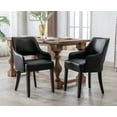 thumbnail image 1 of Guyou Modern Dining Chair Set of 2, Faux Leather Upholstered Armchair Accent Side Chair with Open Back and Wooden Legs, Kitchen Chairs for Dining Room Living Room Kitchen Bedroom, Black, 1 of 12