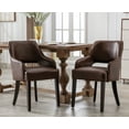 thumbnail image 1 of Guyou Modern Dining Chair Set of 2, Faux Leather Upholstered Armchair Accent Side Chair with Open Back and Wooden Legs, Kitchen Chairs for Dining Room Living Room Kitchen Bedroom, Brown, 1 of 12