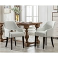 thumbnail image 1 of Guyou Modern Dining Chair Set of 2, Faux Leather Upholstered Armchair Accent Side Chair with Open Back and Wooden Legs, Kitchen Chairs for Dining Room Living Room Kitchen Bedroom, Cream, 1 of 12