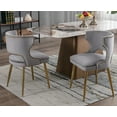 thumbnail image 1 of Guyou Modern Dining Chairs Set of 2, Mid-century Upholstered Velvet Armless Side Chair with Nailhead Trim and Curved Back for Dining Room Living Room Kitchen, Grey, 1 of 10
