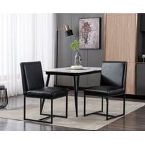 Guyou Modern Dining Chairs Set of 2, PU Leather Upholstered Dining Chairs with Metal Legs for Dining Room, Living Room, Bedroom (Black)
