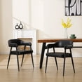 thumbnail image 1 of Guyou Modern Dining Room Armchairs Set of 2, Retro Faux Leather Upholstered Dining Chairs, Mid-Century Open Back Kitchen Side Chairs for Dining Room Living Room Kitchen, Black, 1 of 11