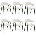 thumbnail image 1 of Guyou Modern Dining Room Armchairs Set of 6, Retro Sherpa Upholstered Dining Chairs, Mid-Century Open Back Kitchen Side Chairs for Dining Room Living Room Kitchen, Beige, 1 of 10