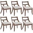 thumbnail image 1 of Guyou Modern Farmhouse Dining Chairs Mid Century Upholstered Dining Chair with Wooden Curved Back Kitchen Chairs for Dining Room Restaurant Cafe, Brown-Linen Stripe(Set of 6), 1 of 8