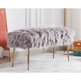 thumbnail image 1 of Guyou Modern Faux Fur Entryway Bench Upholstered Ottoman Bench with Metal Legs Furry End of Bed Accent Bench Stool for Living Room Bedroom, Grey, 1 of 9