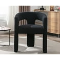 thumbnail image 1 of Guyou Modern Faux Fur Upholstered Dining Chair, Cute Barrel Side Armchair Kitchen Chair with Armrests and Back for Living Room Dining Room Bedroom, Black, 1 of 14