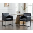 thumbnail image 1 of Guyou Modern Faux Leather Upholstered Dining Chairs Set of 2, Kitchen Chairs with Arm and Black Finish Metal Frame, Accent Armchair with back for Living Room Dining Room Bedroom Reception Room, Black, 1 of 10