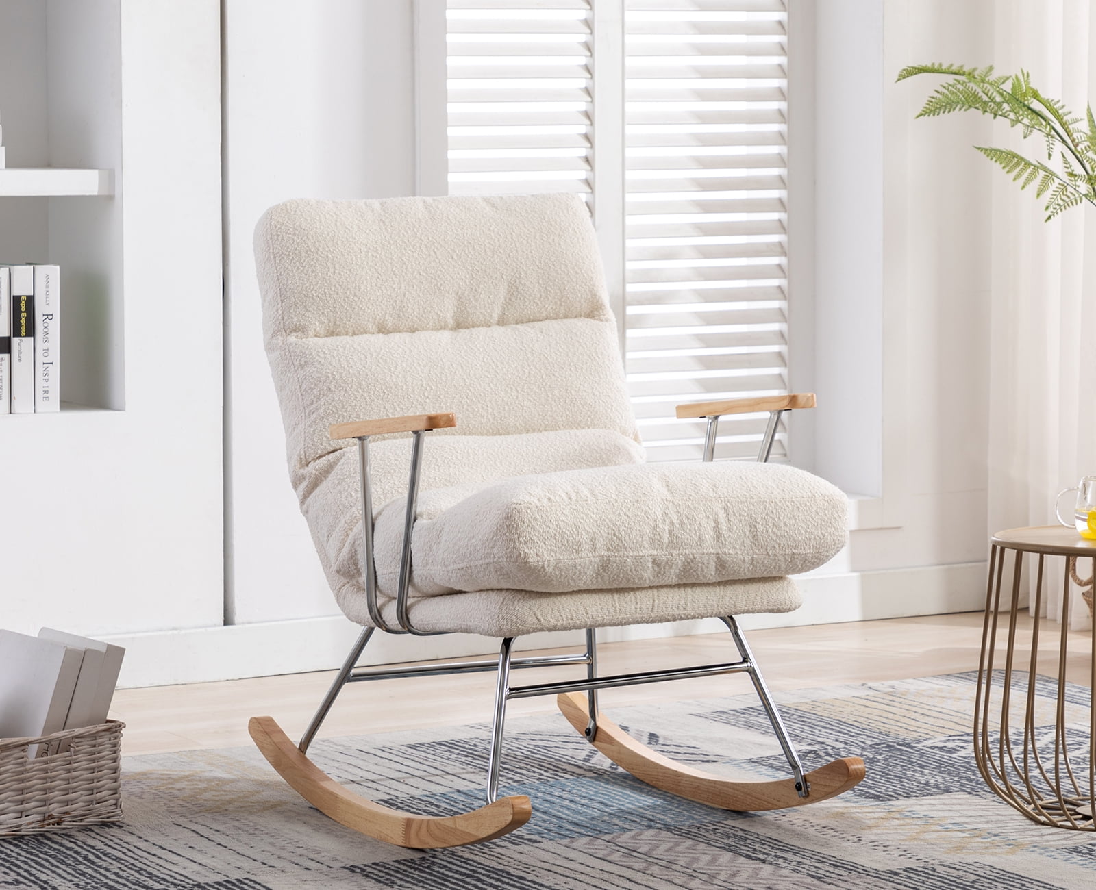 Guyou Modern Nursery Rocking Chair with Adjustable Back and Wood
