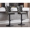 thumbnail image 1 of Guyou Modern PU Leather Swivel Bar Stools Set of 2, Adjustable Upholstered Curved Backrest Bar Stools with Button Tufted and Nailhead Decoration, Grey, 1 of 13