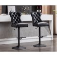 thumbnail image 1 of Guyou Modern PU Leather Swivel Bar Stools Set Of 2, Adjustable Upholstered Bar Stools with Button Tufted and Nailhead Decoration, Black, 1 of 13