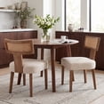 thumbnail image 1 of Guyou Modern Rattan Backrest Dining Chairs Set of 2, Mid-century Farmhouse Linen Upholstered Kitchen Chairs Solid Wood Side Chairs for Kitchen Dining Room Living Room, Beige, 1 of 15