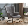 thumbnail image 1 of Guyou Modern Rocking Chair, Glider Nursery Chair with Tufted Wingback, Linen Upholstered Accent Armchair for Living Room Bedroom Nursery, Grey, 1 of 9