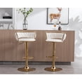thumbnail image 1 of Guyou Modern Swivel Bar Stools Set of 2, Velvet Adjustable Counter Height Barstools with Woven Curved Back and Golden Base, Kitchen Island Bar Chairs for Pub Kitchen Island Restaurant, White, 1 of 9