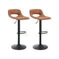 thumbnail image 1 of Guyou Modern Swivel Leather Bar Stools Set of 2, Adjustable Height Kitchen Island Chairs with Hollow Back, Coffee, 1 of 13