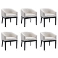 thumbnail image 1 of Guyou Modern Upholstered Dining Chairs Set of 6, Farmhouse Sherpa Kitchen & Dining Room Chairs with Armrests, 18" W Wooden Barrel Accent Chair Armchair for Dining Room Living Room Bedroom, White, 1 of 10