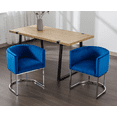thumbnail image 1 of Guyou Modern Velvet Dining Chair Set of 2, Mid-century Upholstered Barrel Kitchen Chairs Fabric Side Chair with Metal Legs and Curved Back for Living Room Dining Room Bedroom, Blue, 1 of 12