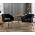 thumbnail image 1 of Guyou Modern Velvet Dining Chair Set of 2, Upholstered Accent Armchair with Hollow Back and Gold Metal Legs for Living Room Dining Room Kitchen Reception Room, Black, 1 of 15