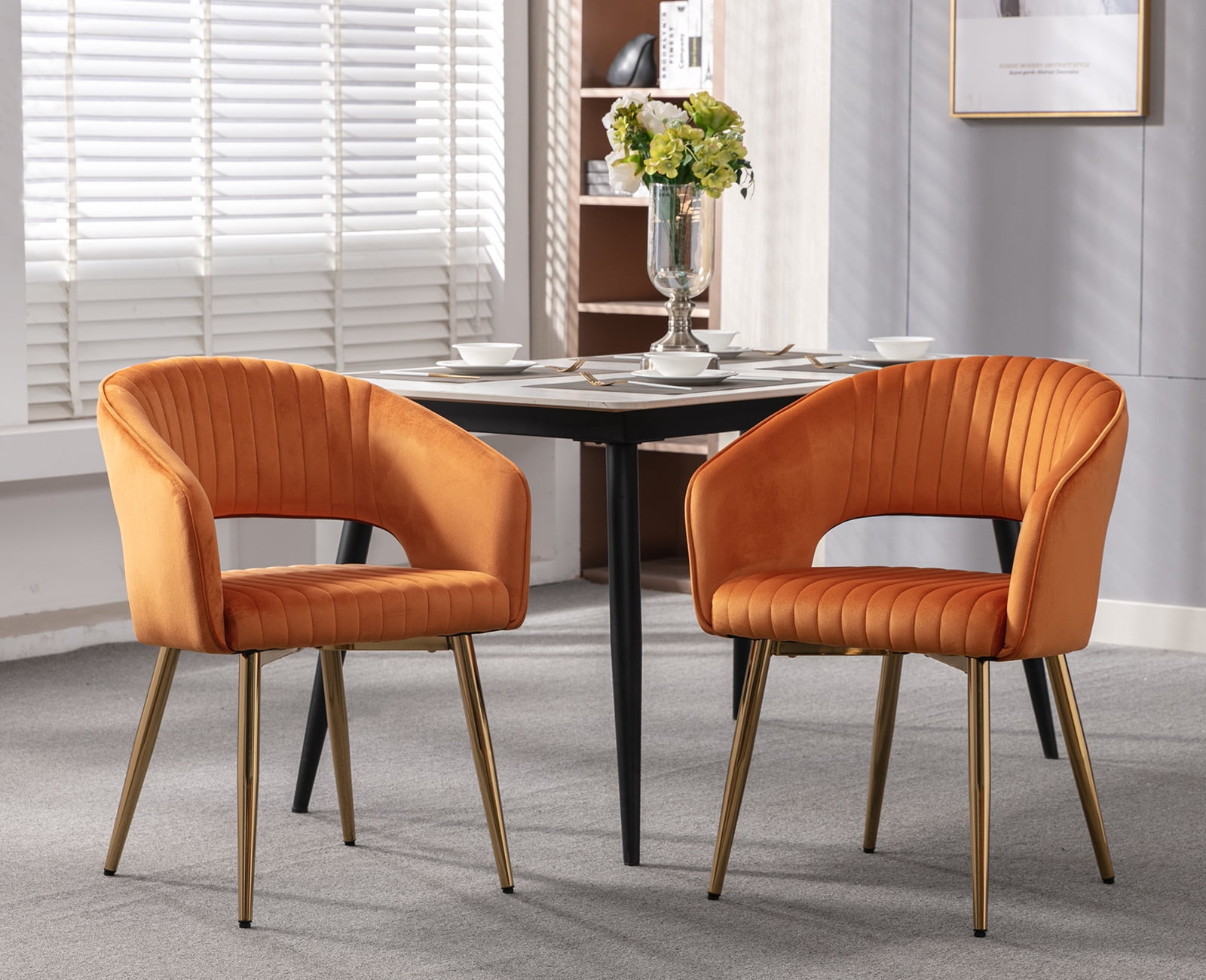 Guyou Modern Velvet Dining Chair Set of 2, Upholstered Accent