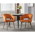 thumbnail image 1 of Guyou Modern Velvet Dining Chair Set of 2, Upholstered Accent Armchair with Hollow Back and Gold Metal Legs for Living Room Dining Room Kitchen Reception Room, Orange, 1 of 13