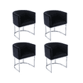 thumbnail image 1 of Guyou Modern Velvet Dining Chair Set of 4, Mid-century Upholstered Barrel Kitchen Chairs Fabric Side Chair with Metal Legs and Curved Back for Living Room Dining Room Bedroom, Black, 1 of 12
