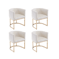 thumbnail image 1 of Guyou Modern Velvet Dining Chair Set of 4, Mid-century Upholstered Barrel Kitchen Chairs Fabric Side Chair with Metal Legs and Curved Back for Living Room Dining Room Bedroom, White, 1 of 12