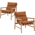 thumbnail image 1 of Guyou PU Leather Chair Set of 2 - 25.5" Wide Plush Armchair for Living Room & Bedroom, Modern Upholstered Reading Chair with Solid Wood Frame, Brown, 1 of 7