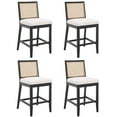 thumbnail image 1 of Guyou Rattan Counter Stools Set of 4, 26 Inch Modern Sherpa Upholstered Counter Height Bar Stools, Farmhouse Wooden Barstools, Kitchen Island Chairs for Bar Dining Room Kitchen Island, White, 1 of 12