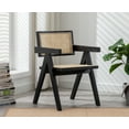 thumbnail image 1 of Guyou Rattan Dining Chair, Mid-Century Farmhouse Kitchen Chair, Retro Solid Rubber Wood Reading Side Chairs with Woven Back and Seat for Dining Room Living Room Bedroom, Black Base, 1 of 11