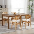 thumbnail image 1 of Guyou Rattan Dining Chairs Set of 4, Farmhouse Natural Wooden Dining Side Chairs, Mid Century Modern Linen Upholstered Kitchen Chairs with Cane Back for Dining Room Kitchen Living Room, Beige, 1 of 12