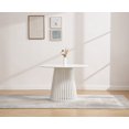 thumbnail image 1 of Guyou Round Solid Wood Dining Table, Mid-Century Modern Kitchen Dining Table with Round Geometric Base for 4-6 People, 43.25 Inch Diameter for Kitchen Dining Room, White, 1 of 6